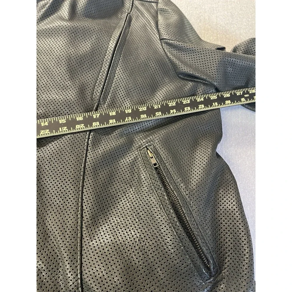KERR MOTORCYCLE JACKET Biker MENS BLACK LEATHER SZ 52 Breathable Zip USA Lace Up